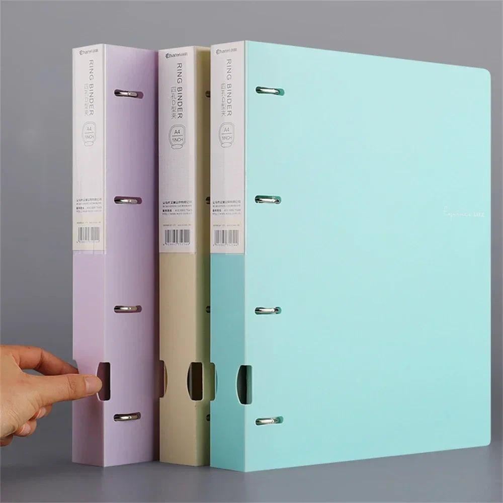 

New A4 File Display Book 4 Hole Binder Folders Morandi Color Waterproof Document Ring Binder Folder Office School Supplies