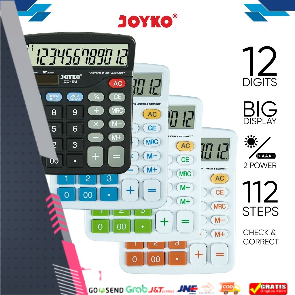 

TERMURAH Calculator Kalkulator Joyko CC-8 12 Digits Check Correct