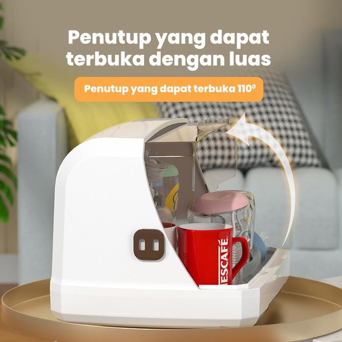 Muzy Tempat Penyimpanan Gelas Piring Makan Rak Pengering Alat Makan Dengan Penutup Anti Debu Serangg