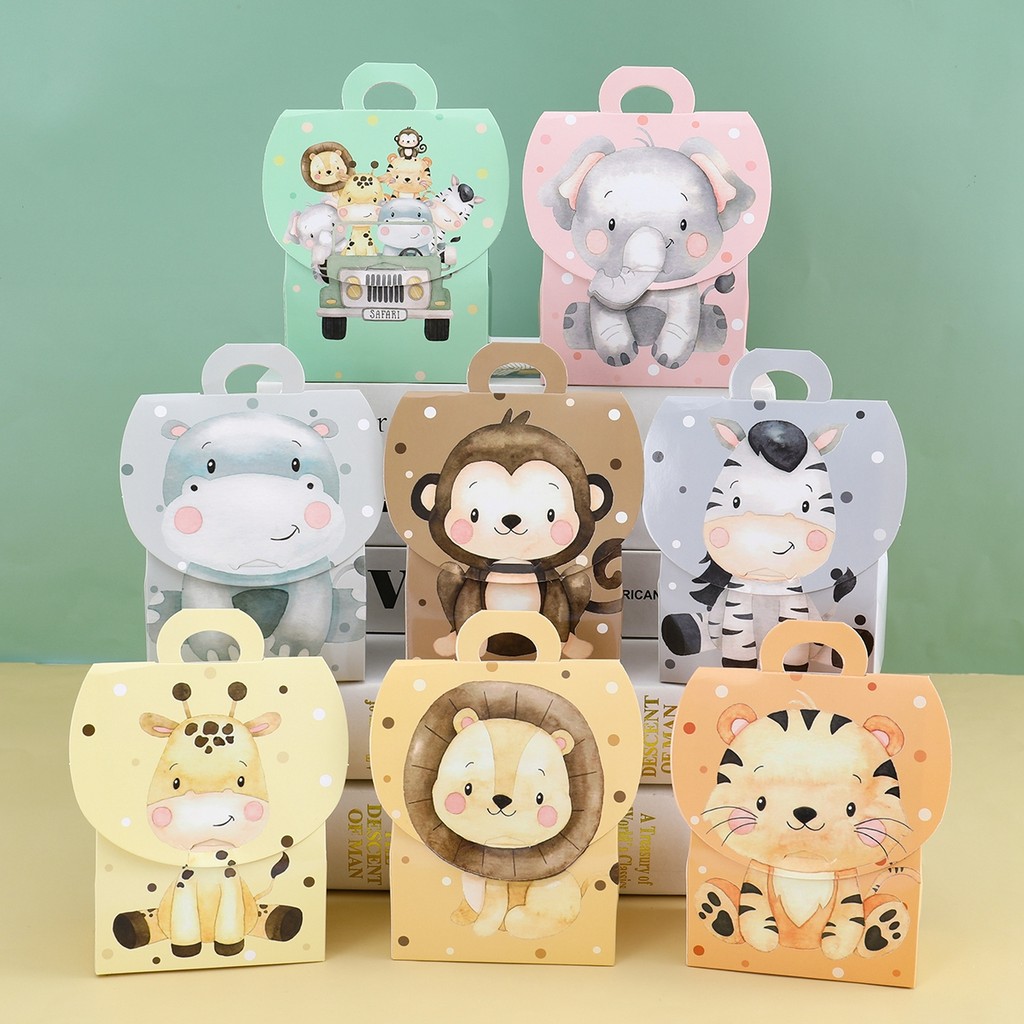 

Jungle Animals Candy Boxes Jungle Safari Birthday Party Decoration Kids Gift Packaging Box Wild One Baby Shower Gifts Box