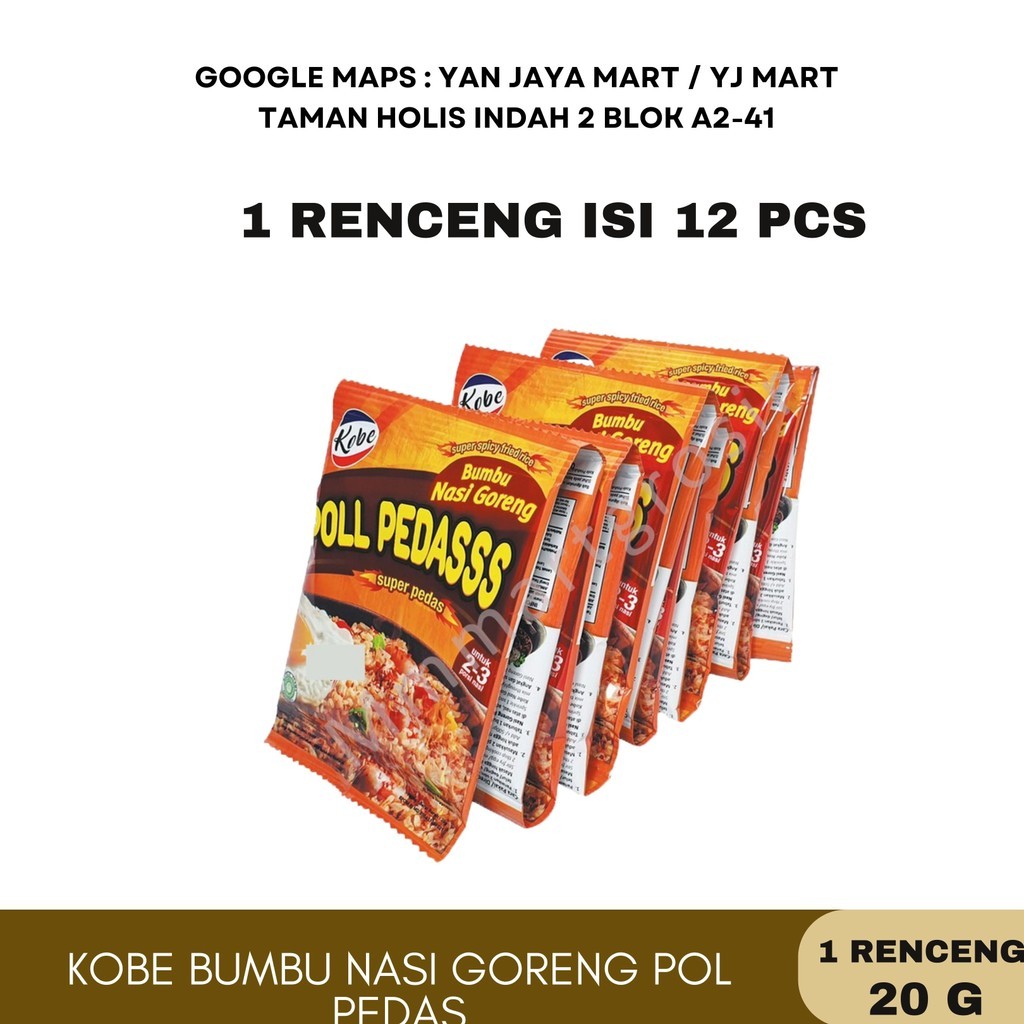 

Kobe Bumbu Nasi Goreng Pedas Poll / Super Pedas / Pedas Setan 20g 1RENCENG/12PCS