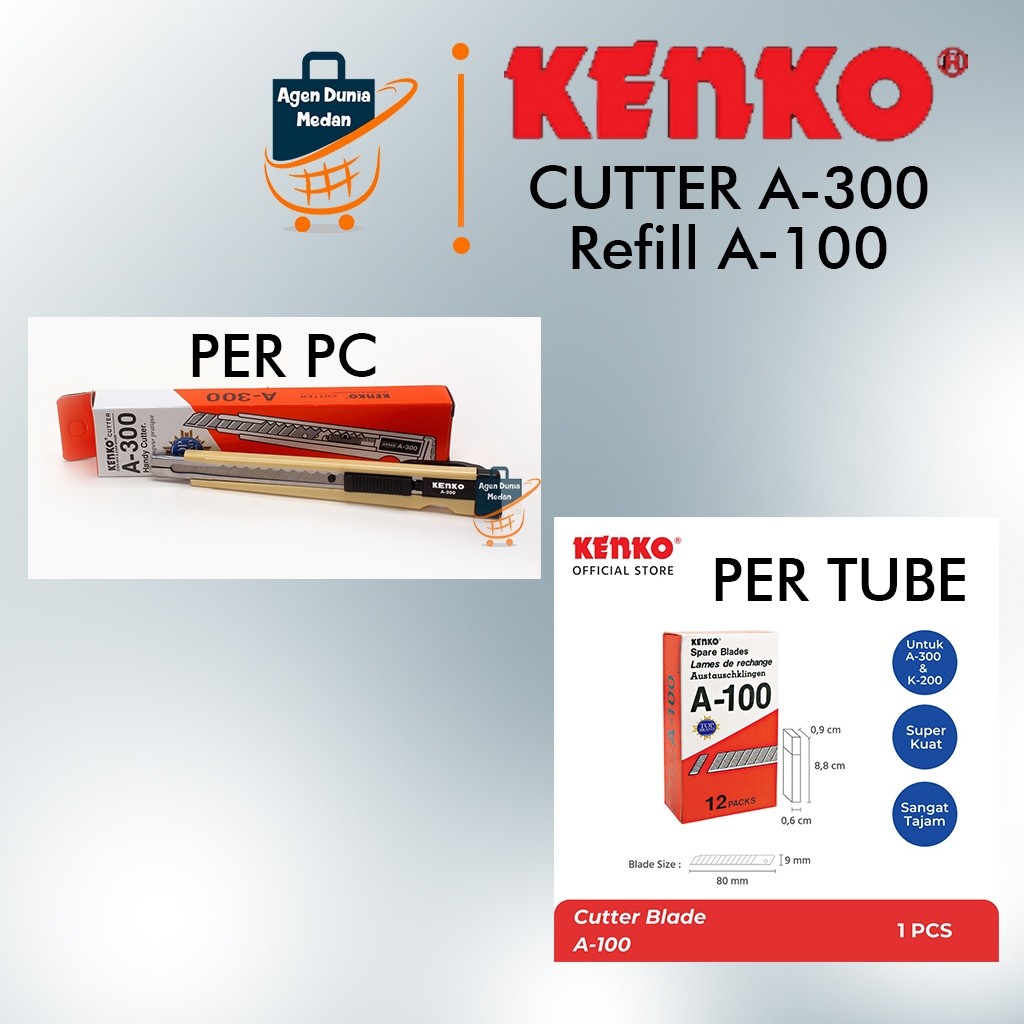 

CUTTER A-300 per pc Refill Cutter L-150 per tube KENKO pisau silet / PEMOTONG KERTAS / CUTER KECIL