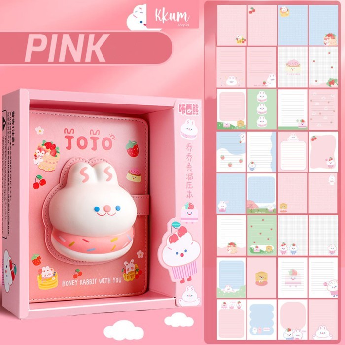 

Buku squishy book daily notebook/ Agenda buku catatan cute diary - Pink