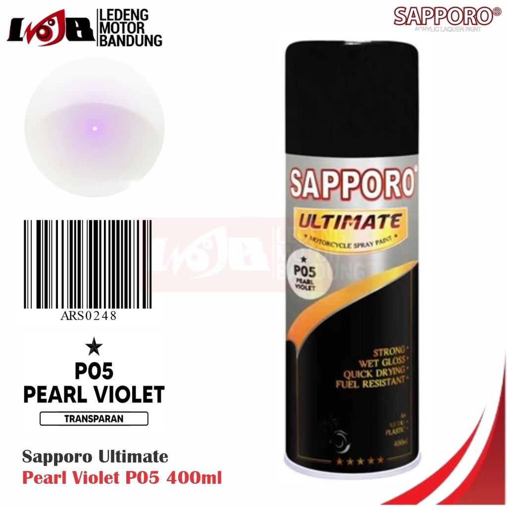 

Sapporo Ultimate Pearl Violet P05 Transparan Cat Semprot Mutiara Pilok Metal Plastik Aerosol Spray
