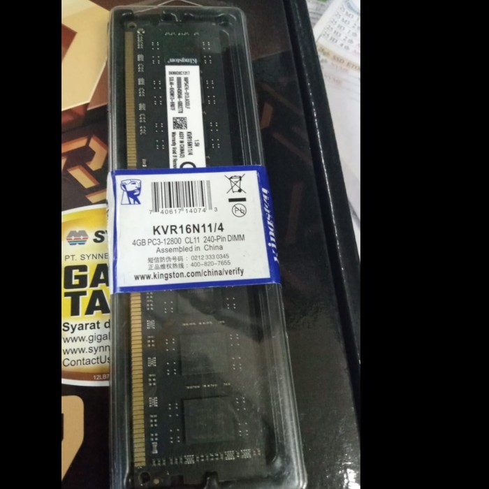 Memori Kingston PC DDR3 4GB PC 12800 - 1600Mhz KVR16N11S8/4
