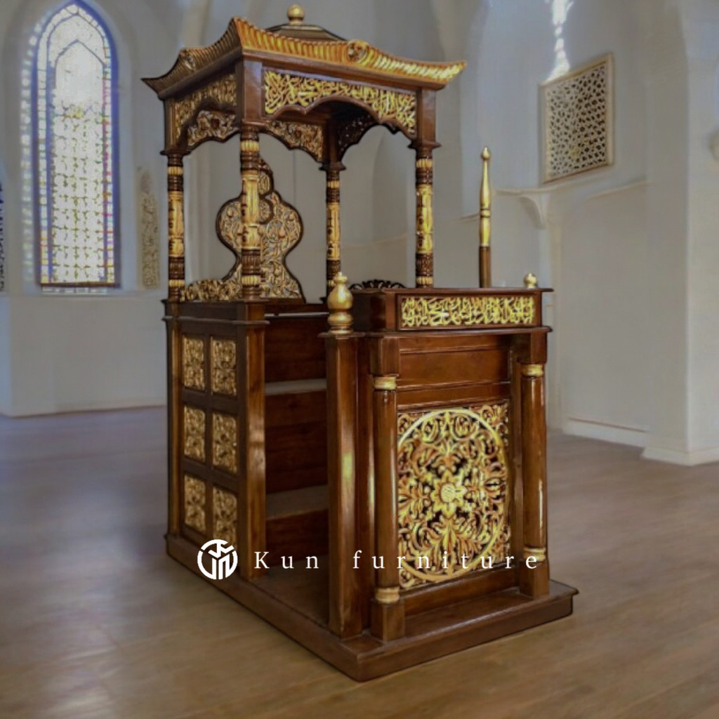 Mimbar Kubah Ukiran Khas Jepara Mimbar Ceramah Kayu Jati Ukiran Jepara