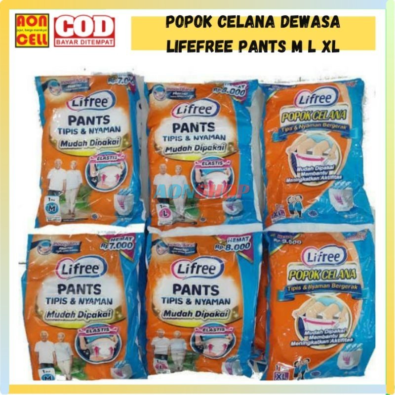 [AS] popok dewasa lifefree pants popok celana dewasa orang tua M L XL sachet renceng satuan 1 pcs