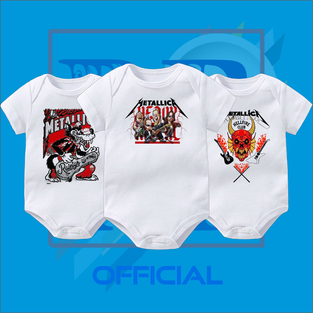 BAJU BAYI JUMPER BABY MOTIF BAND METALLICA HELLFIRE CLUB - TENGKORAK MERAH - RALEIGH KARTUN KARIKATU