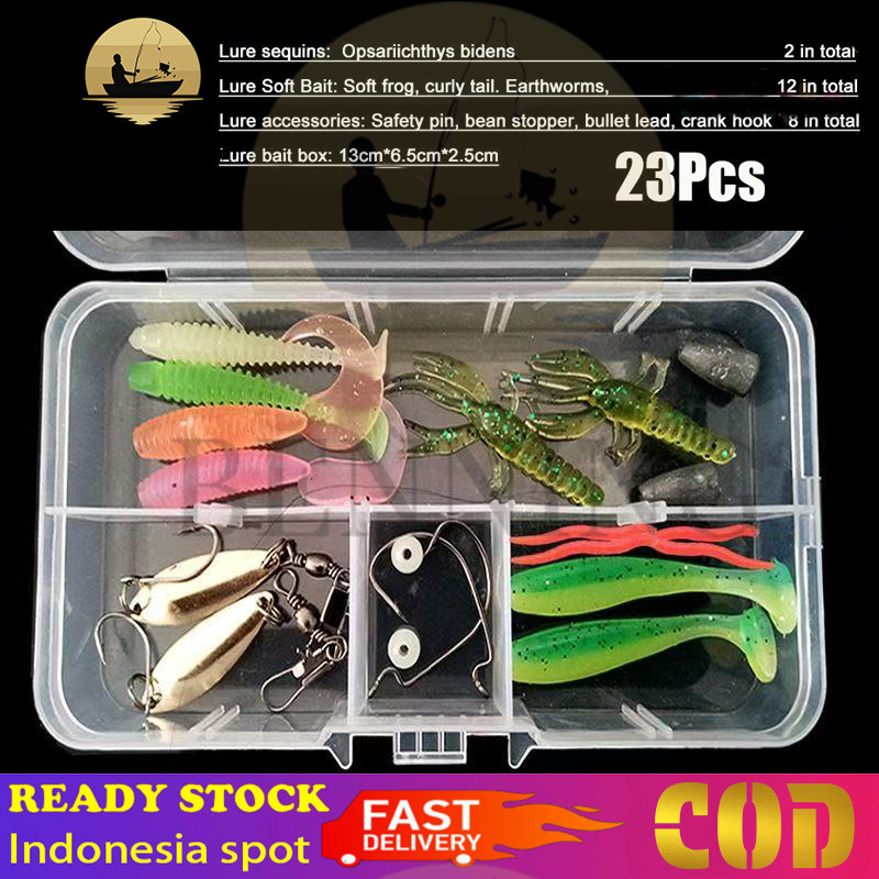 23Pcs Soft Lure 1set Soft Bait Fishing Lure Umpan Pancing Gabus Umpan Lembut Soft Lure Casting Umpan