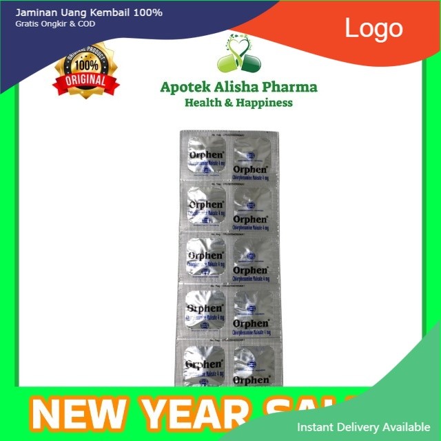 ORPHEN 4mg Strip isi 10 Tablet - Mengobati Gejala Alergi dan Gatal