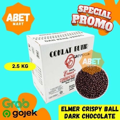 

Elmer Crispy Ball Dark Chocolate 1 Dus 2,5kg - 2,5 kg 2500gr Coklat Cokelat Krispi Hitam Gelap Bola Bulat Kecil Mini Pak Pcs Murah Topping Kue Roti