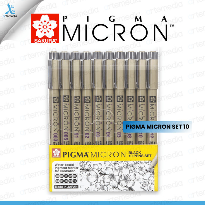 

Drawing Pen Sakura Pigma Micron Set 10 Pigment Ink Pulpen Gambar