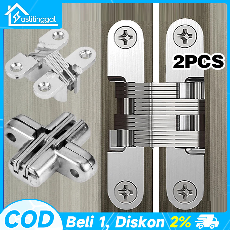 2pcs Engsel Tanam/Engsel Pintu Tersembunyi/Engsel Concealed Cross/Engsel Lipat Tanam