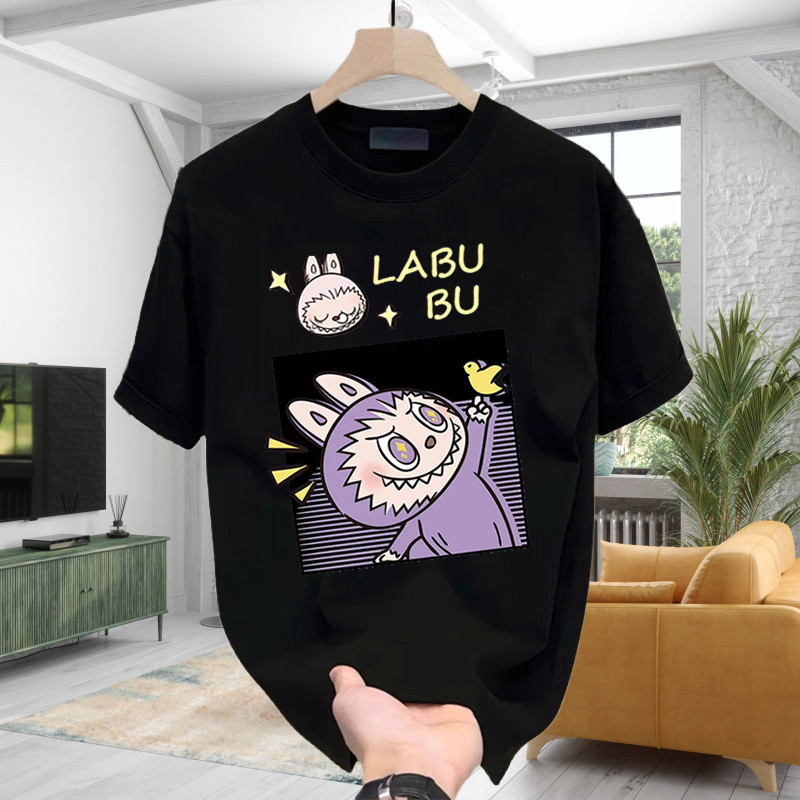 【COD】V-CHANGE 100% cottonLABUBU T Shirt Vintage Second Kaos d Pria Wanita  Fit Baju Unisex 100% Cott