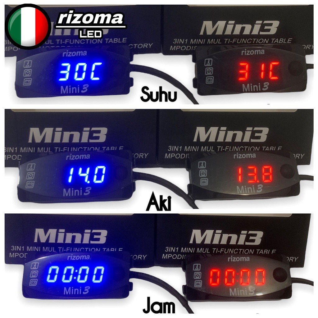 [ZH] Volt Meter Rizoma Voltmeter Rizoma Volt Meter Motor VoltMeter Aki Digital Alat Pengukur Aki Mot