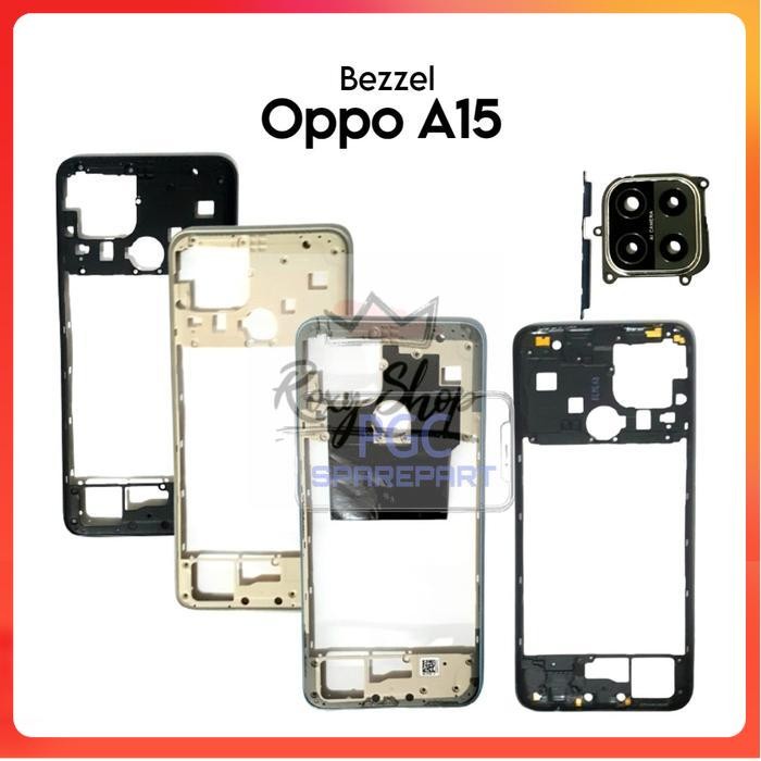 Bezzel Lis Tulang Samping Oppo A15 CPH2185 Bezzel Bezel Tutup Mesin - Hitam
