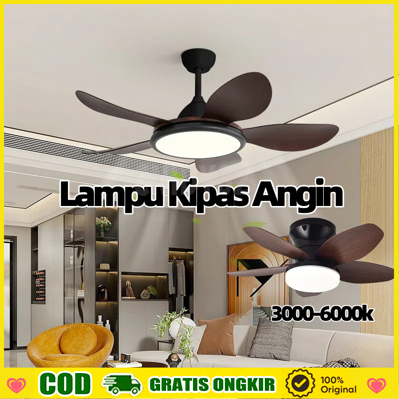 【COD】Lampu Kipas Angin Gantung Plafon 25 Inci Remote 3warna Kipas Angin Ruang Tamu Dengan Lampu Kipa