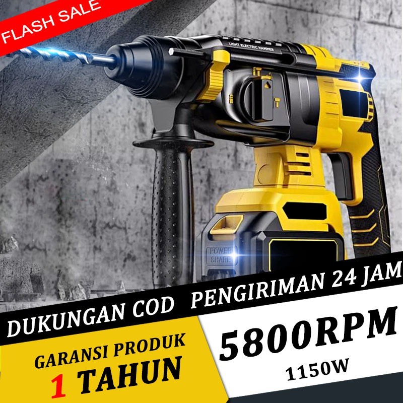 DEWIN bor beton 3 fungsi original 3IN1 5800rpm bor tembok beton hammer drill cordless baterai