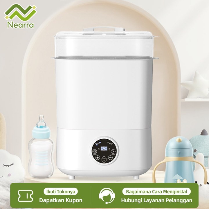 VEROSAE_SHOP NEARRA Penghangat Botol Sterilisasi Botol Bayi 4 in 1 Pengering Botol Bayi Kapasitas Be