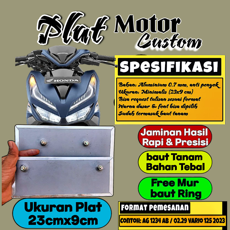 Plat Putih Bebas Custom