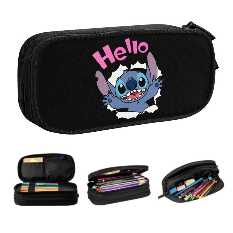 

Custom Stitch Anime Pencil Case for Girls Boys Large Storage Pen Box Bag School Accessories