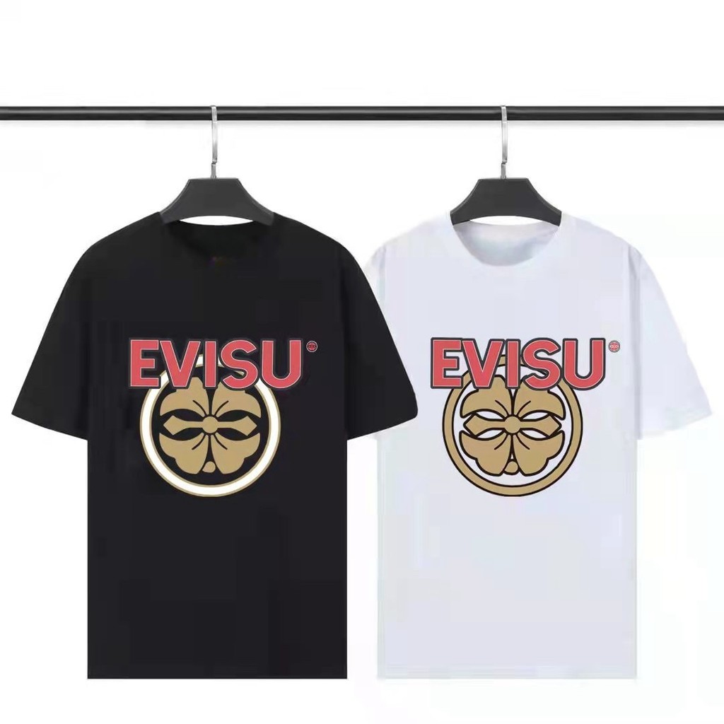 Kaos Distro EVISU  Pria Wanita d Baju Boxy Fit T Shirt - Official Merchandise