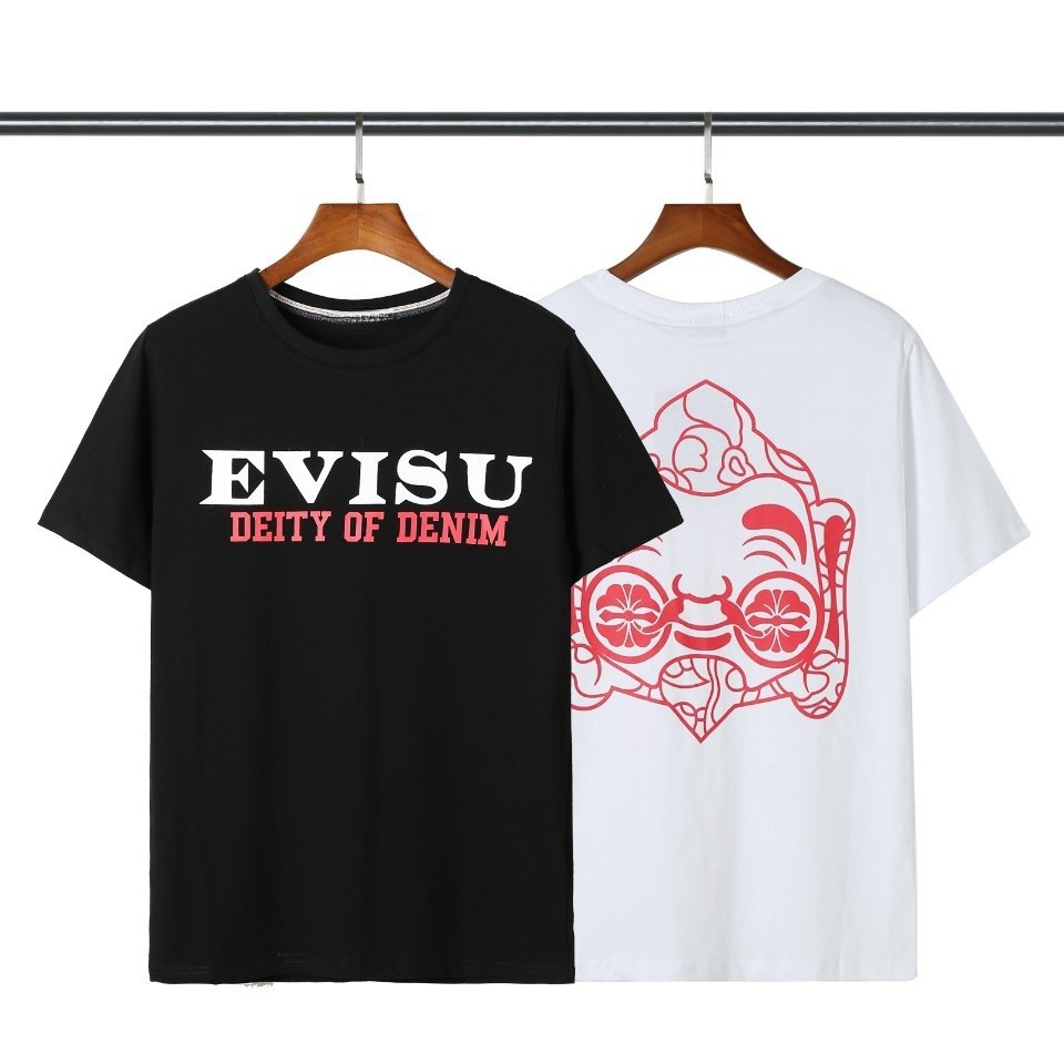 Kaos Distro EVISU  Pria Wanita d Baju Boxy Fit T Shirt - Official Merchandise