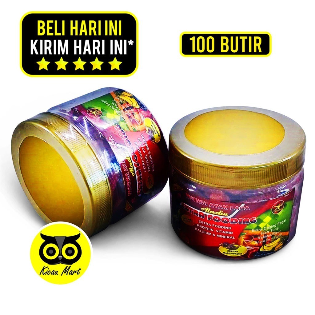 KICAU MART Extra Fooding Aladin Toples Isi 100 Butir Extra Bekicot Siput Jamu Vitamin Suplemen Ayam 