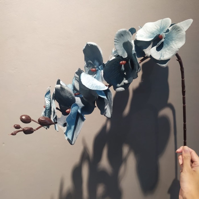 BUNGA ANGGREK KAIN/ANGGREK KAIN 9KUNTUM PALSU/ANGGREK ARTIFICIAL - CREAM