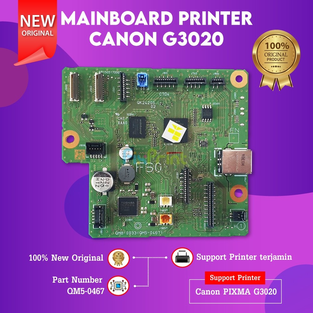 FixPrint Mainboard Canon G3020, Logic Board G-3020, Motherboard G 3020 New Original, Part Number QM5