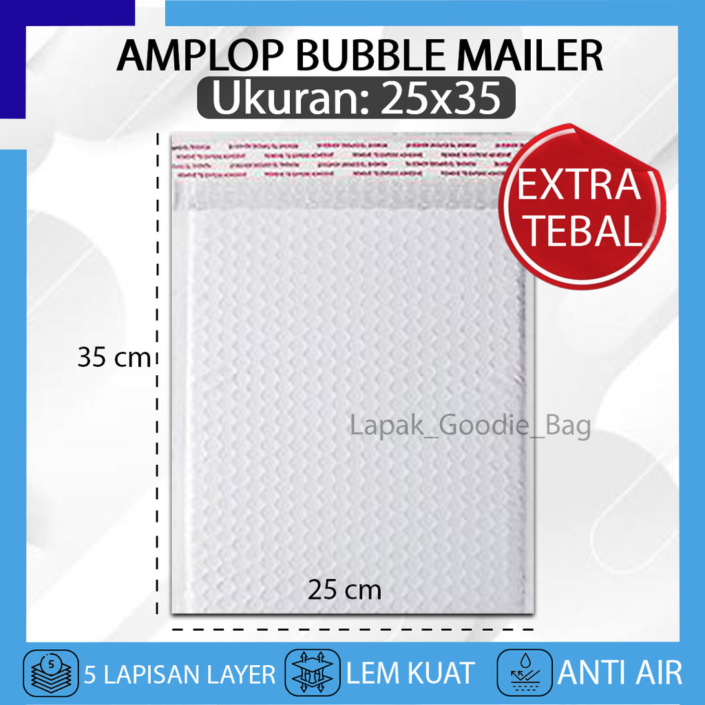 

Kantong Plastik Packing Amplop BUBBLE MAILER 25X35 Bubble Wrap Putih WHITE Bungkus Polymailer Paket Olshop Premium