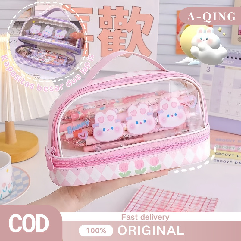 

Tempat Pensil Transparan Kotak Pensil Anak Tas Pensil Zipper Motif Lucu Alat Tulis/Tempat Pensil Besar/Transparan PVC Pencil Case