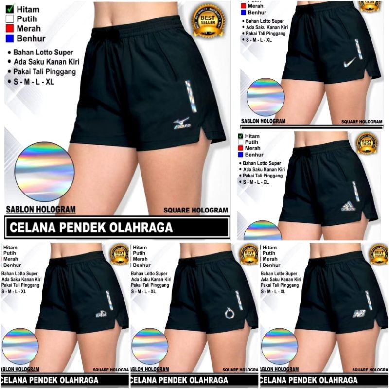 Celana pendek voli cewek celana olahraga perempuan short pants hitam polos logo sport celana voli wa