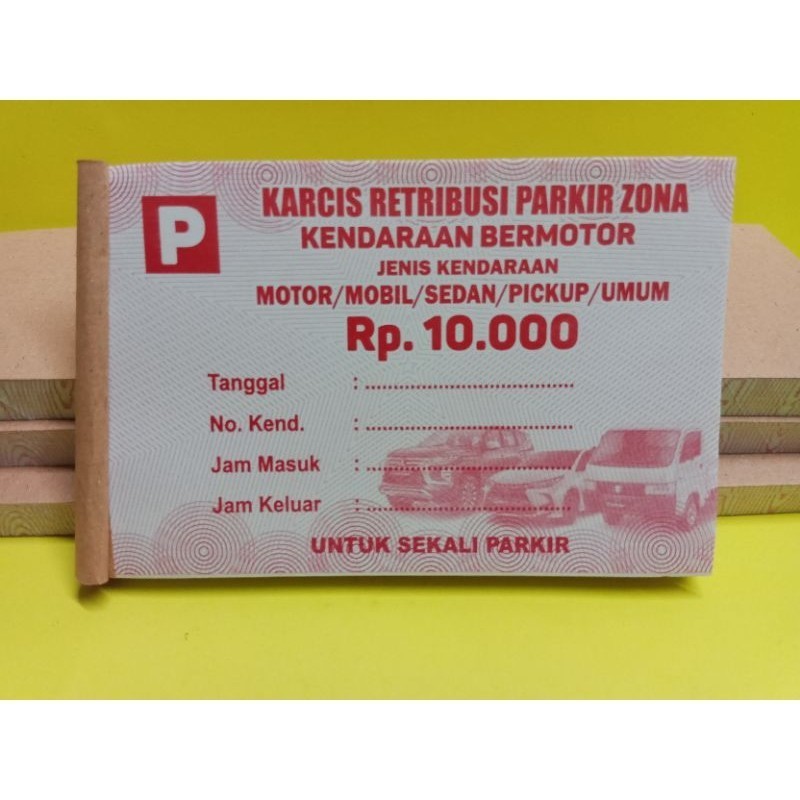 

KARCIS PARKIR MOTOR/MOBIL/TRUK/BUS NOMINAL 2 RB,3 RB, 5 RB,6 RB,7RB,10 RB ,20 RB