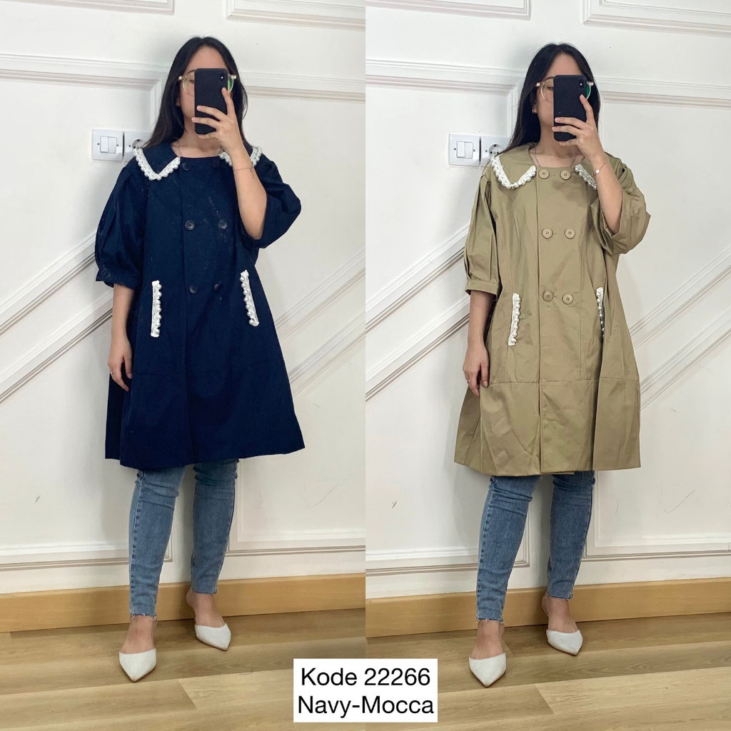 22266 LONG OUTER KOREA OVINS YANG VARIASI RENDA MIX PEARL PREMIUM LONG OUTER KOREA WANITA JASS JUBAH