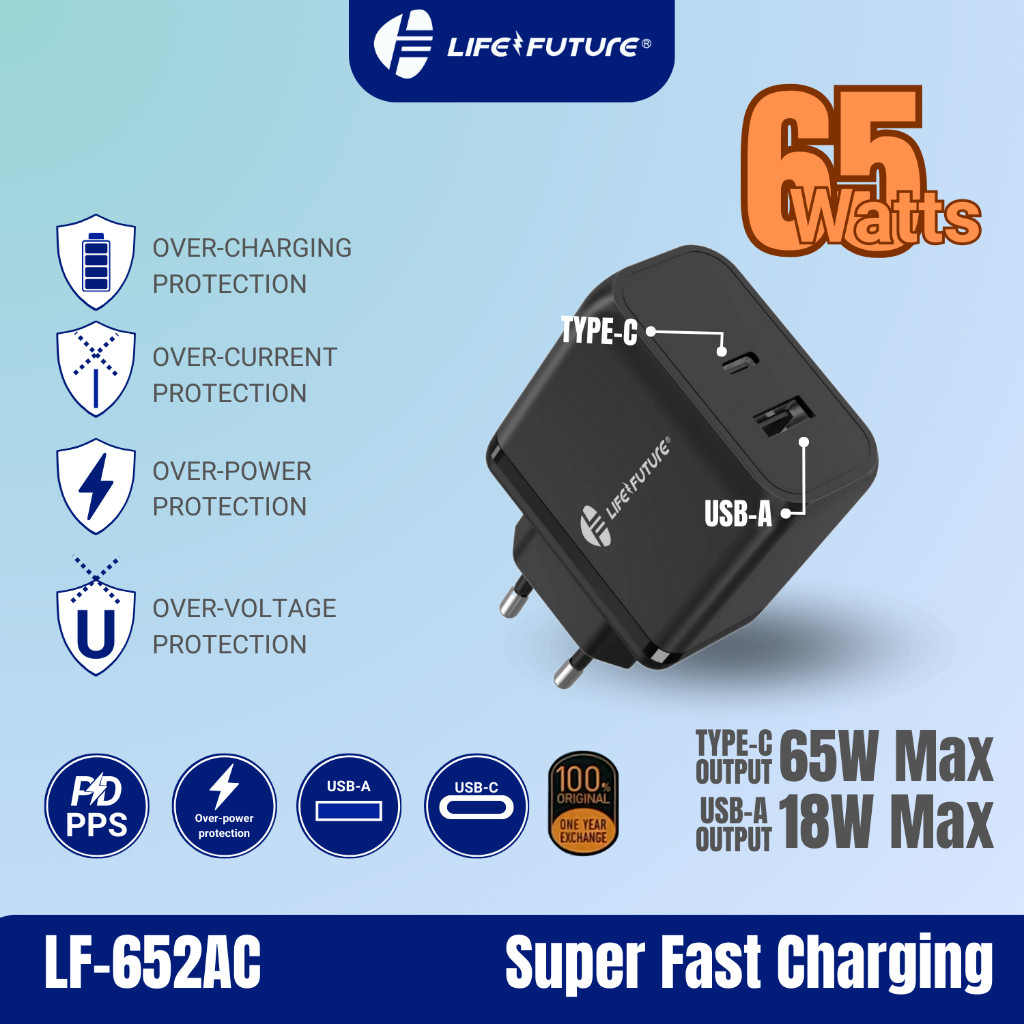 LIFE FUTURE KEPALA TRAVEL CHARGER 252AC - ORIGINAL