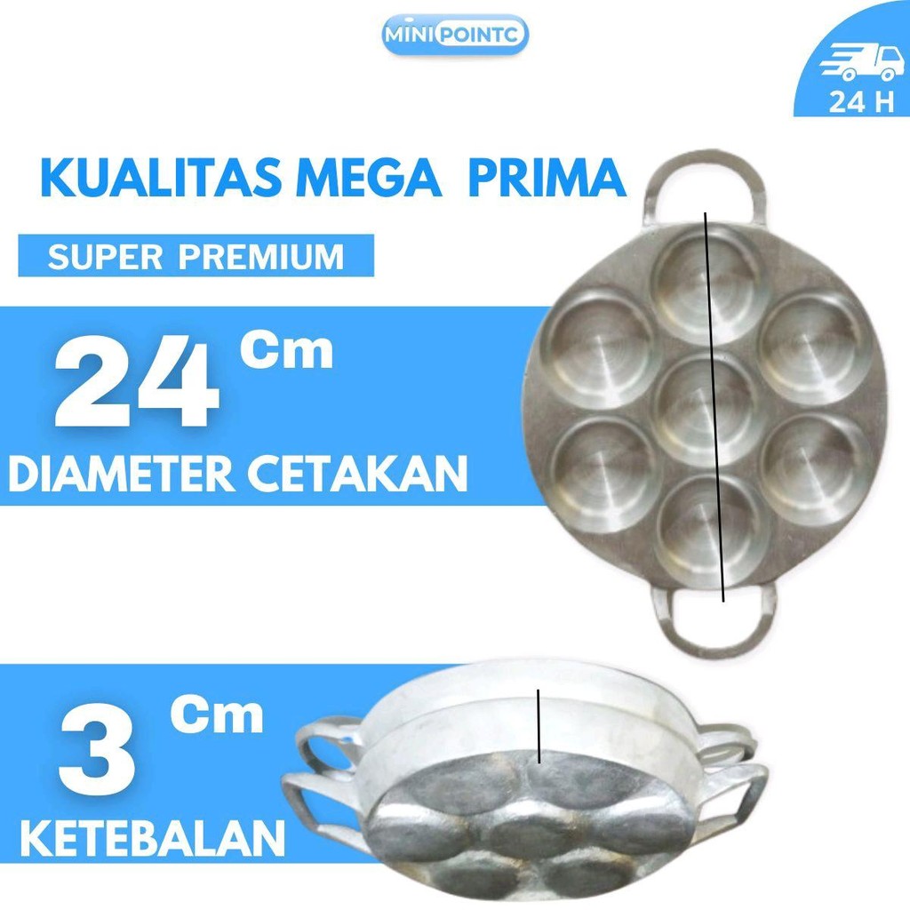 Cetakan 7 Lubang Jumbo Aluminium Anti Lengket Kualitas Super - Set Loyang  Martabak Bulat Premium Me