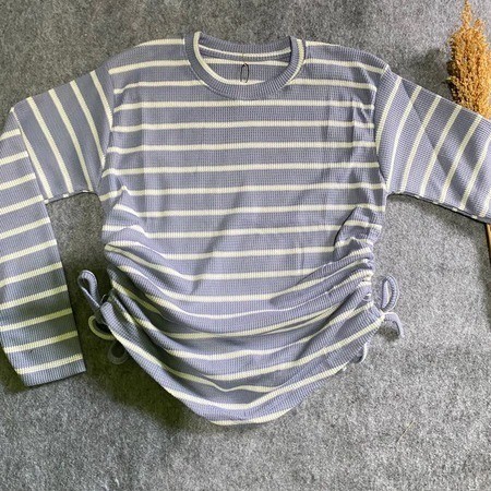 C.E - RER Baju Atasan YURI Model Serut Pinggang Terbaru / Longsleeve Serut Salur / Baju Wanita salur