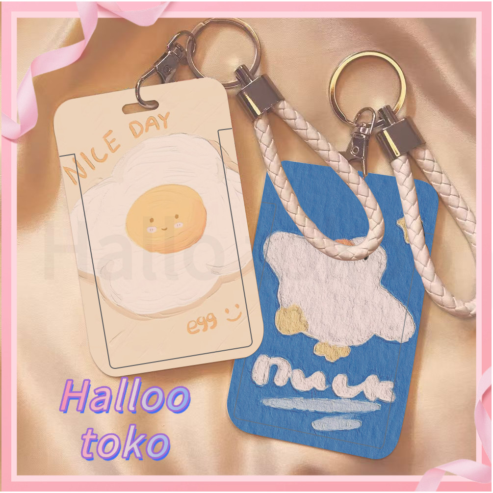 

ID CARD HOLDER MOTIF KAWAII TEMPAT KARTU PHOTOCARD PHOTO CARD Pelindung + Tali, Bebek dengan latar belakang biru, telur yang beruntung