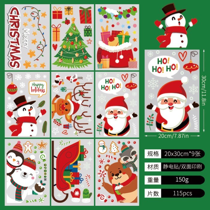 

Stiker dekorasi Dinding Motif natal santa claus dan karakter lucu unik - VARIAN 1