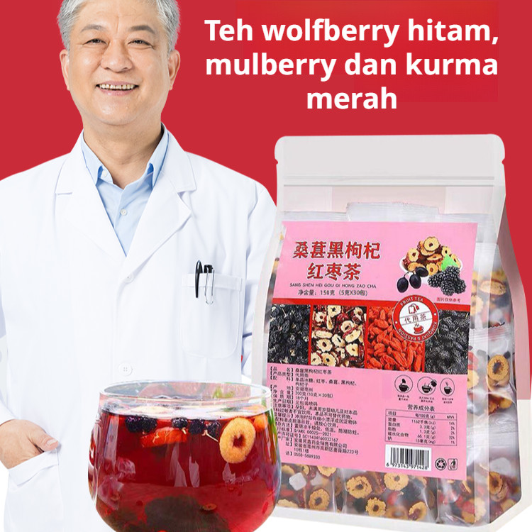 

【Beli 3 gratis 2】Teh Bunga Kering Kurma Merah Murbei Black Wolfberry Mulberry Red Date Tea/Teh Kesehatan Kecantikan Wanita/Wolfberry Hitam, Murbei, dan Kurma MerahTeh Penambah Qi dan DarahTeh Penyegar Tubuh untuk Menghilangkan Kelelahan