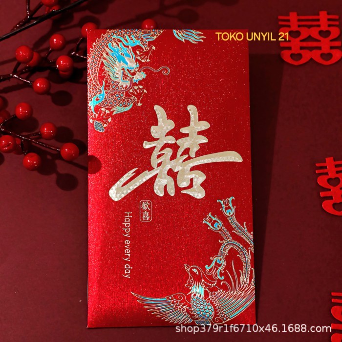 Angpao Shuang Xi Jumbo Maroon, Angpao Wedding Sangjit / Angpao Imlek Premium Besar