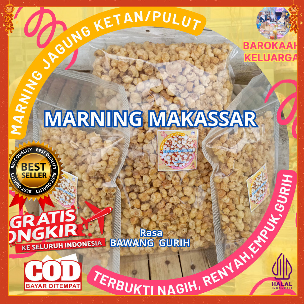 

1 Kilo Kg Jagung Marning Sultan/ Makaroni Marning Jagung Sultan /Marning Jagung Viral/ Jagung Marning Ketan Gurih Asin Bawang Terbukti Empuk Renyah Gurih, Murah Meriah