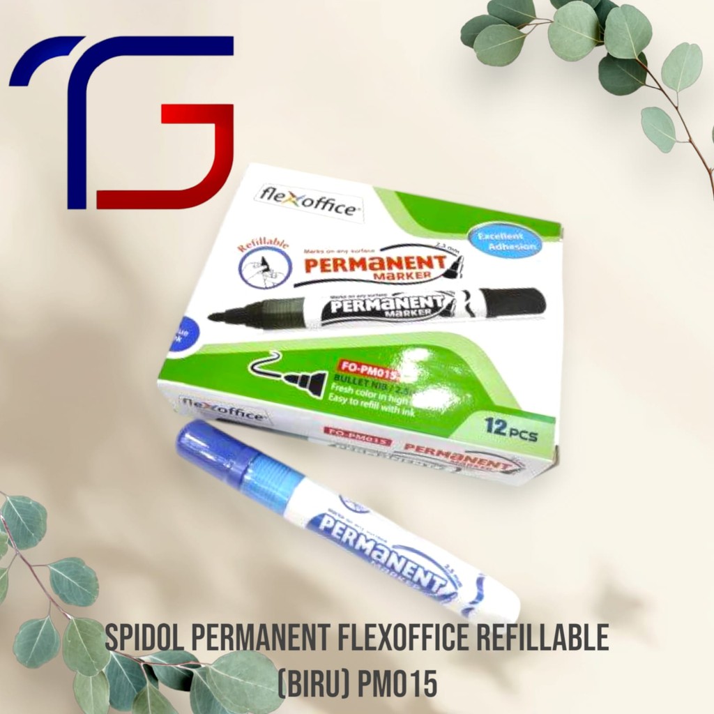

Spidol Permanent Flexoffice Refillable Biru PM015 Murahhh