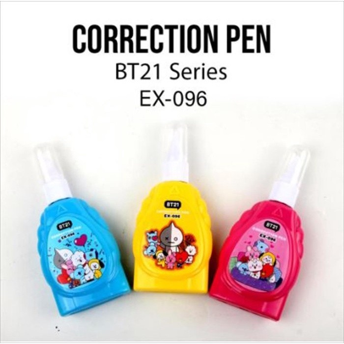 

12 PCS 1 LUSIN Tipe-X Tip-Ex Stipo Cair Karakter Lucu BTS BT21