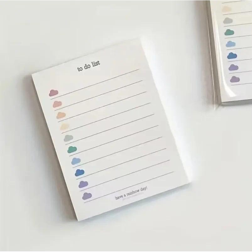 

New 50Sheets Cute Colorful Clouds To Do List Planner Student Note Paper Memo Pad Stationery School Supplies Korean Stationary