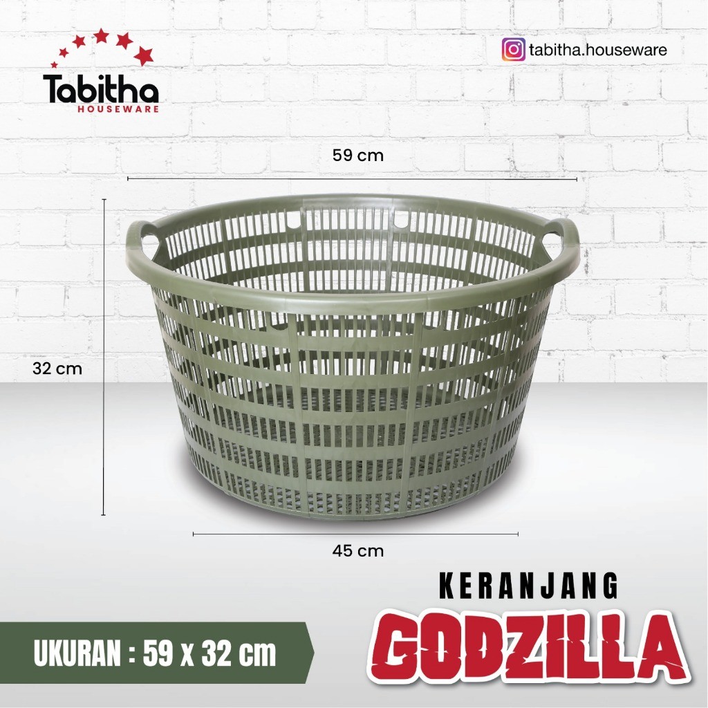 Keranjang Baju Kotor BULAT JUMBO Keranjang GODZILLA TABITHA Plastik