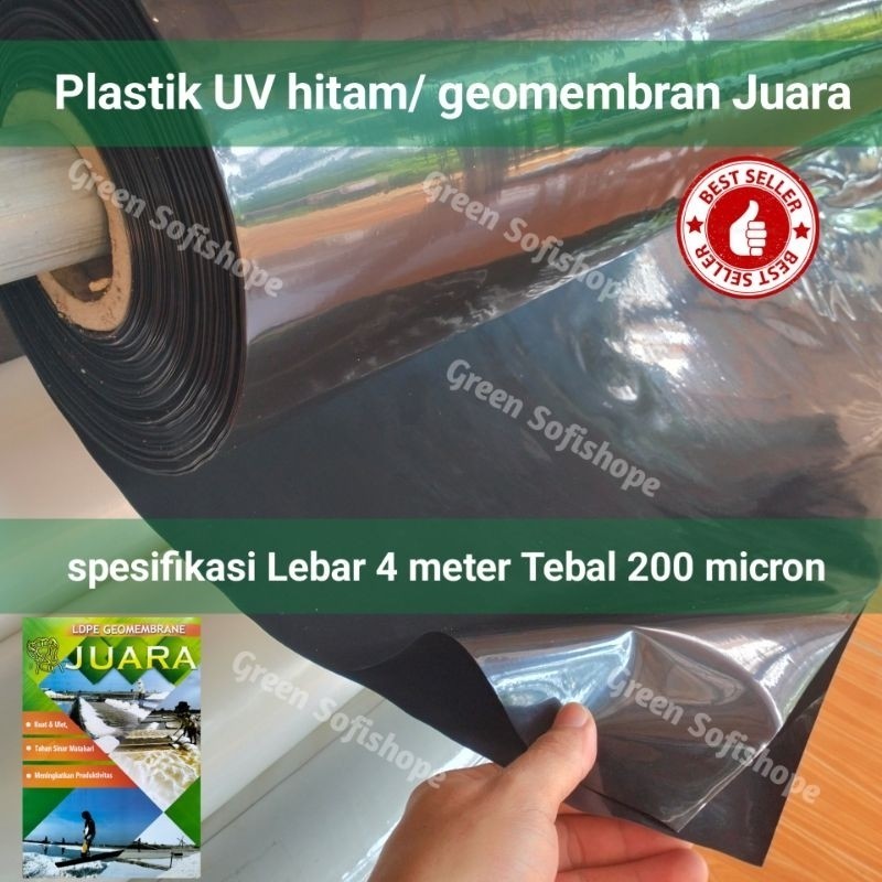 Plastik UV HITAM/Geomembran juara lebar 4 meter tebal 200 micron kualitas terjamin MEDIAKIT