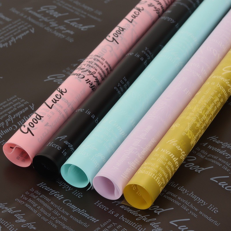 

(5 lembar) Cellophane New Teks English Semi Transparant