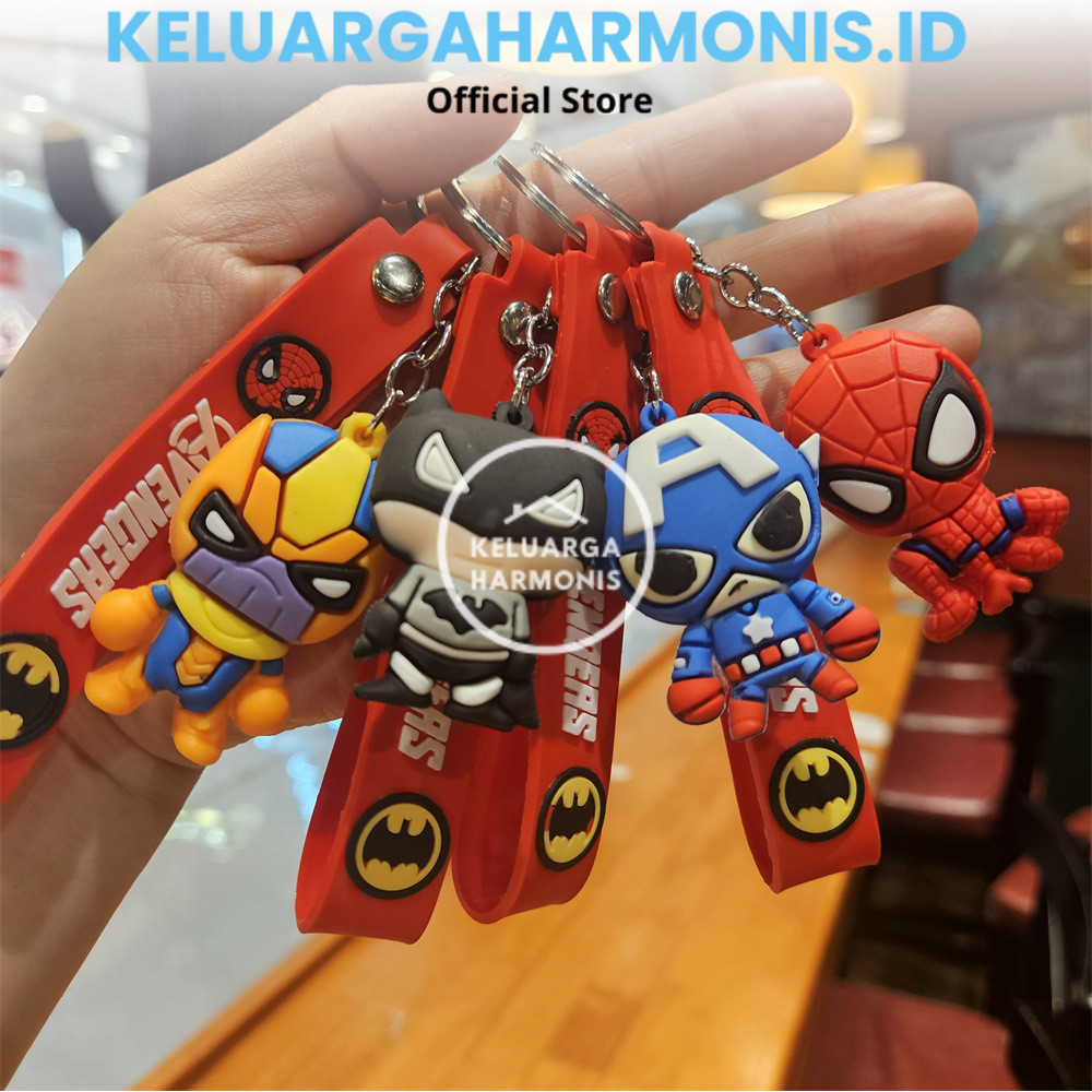 KH Gantungan Kunci Spiderman Batman Iron man Avengers Silikon Tebal / Ganci Avengers / Ganci Batman 